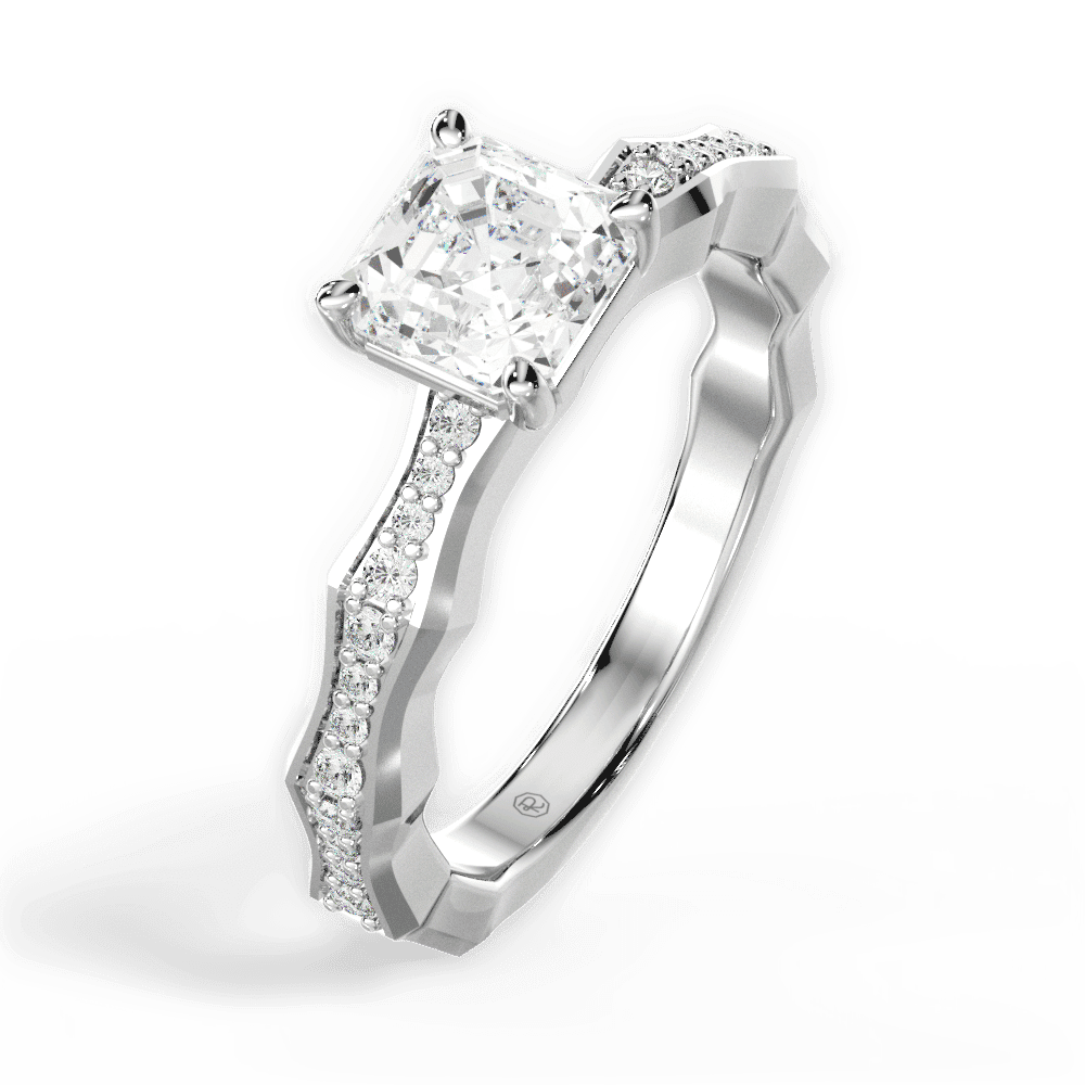 14kt White Gold/18kt White Gold/Platinum/asscher/perspective
