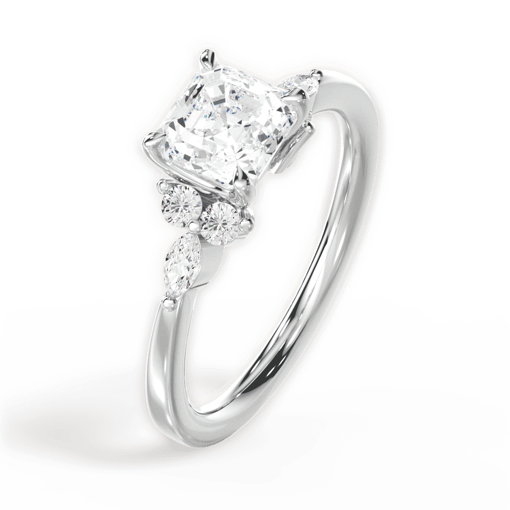 14kt White Gold/18kt White Gold/Platinum/asscher/perspective
