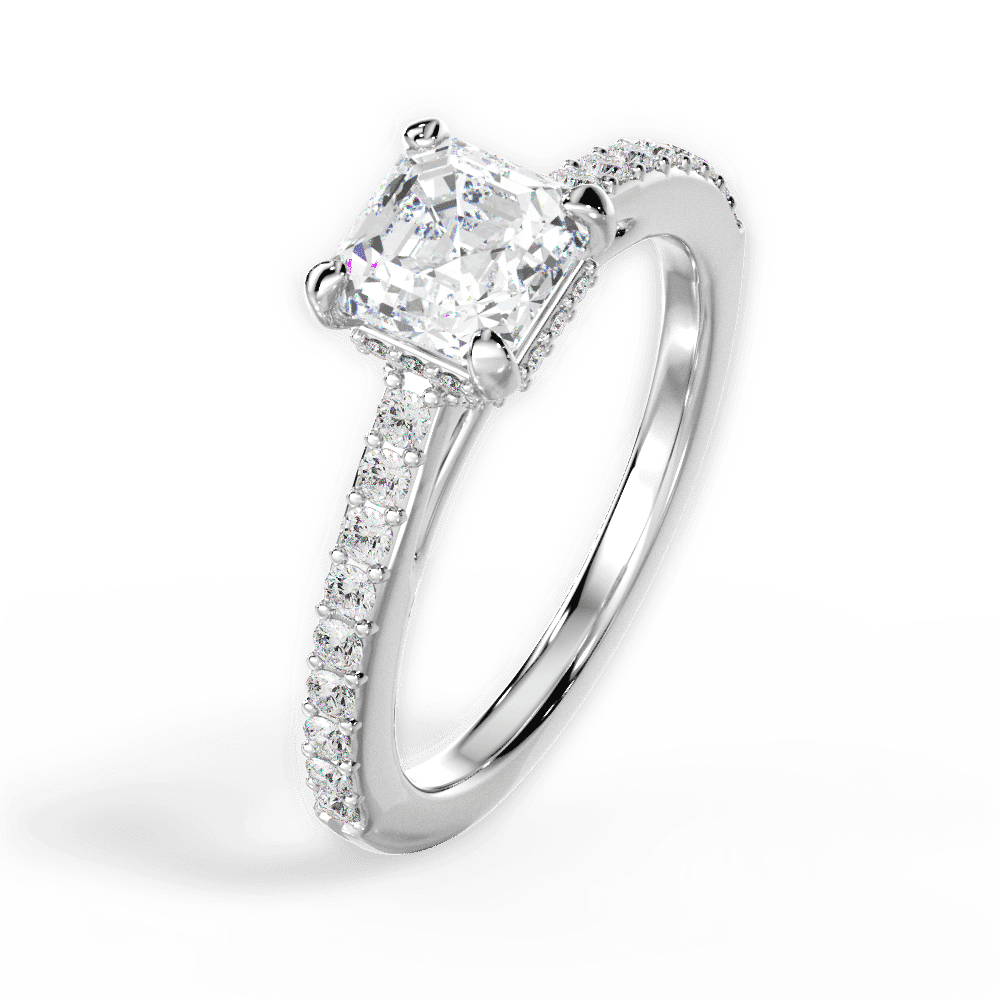 14kt White Gold/18kt White Gold/Platinum/asscher/perspective