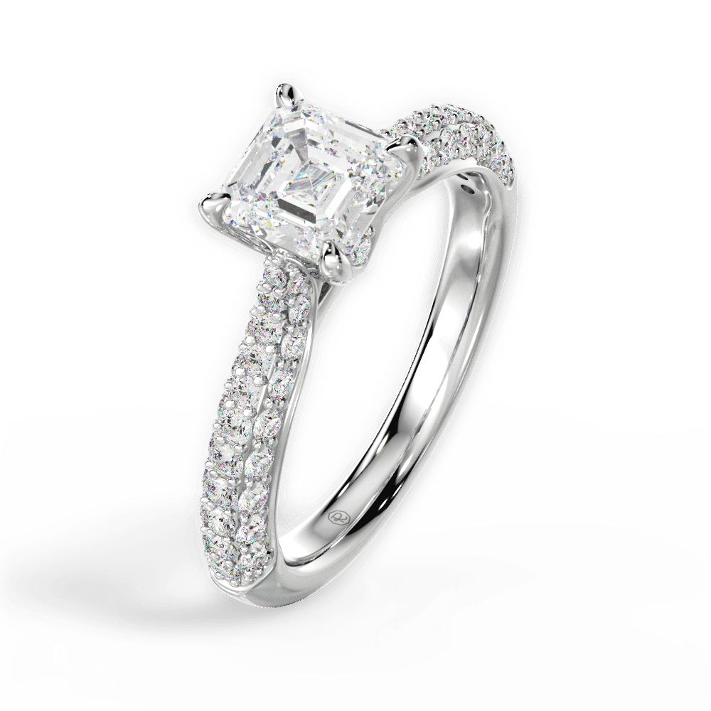14kt White Gold/18kt White Gold/Platinum/asscher/perspective