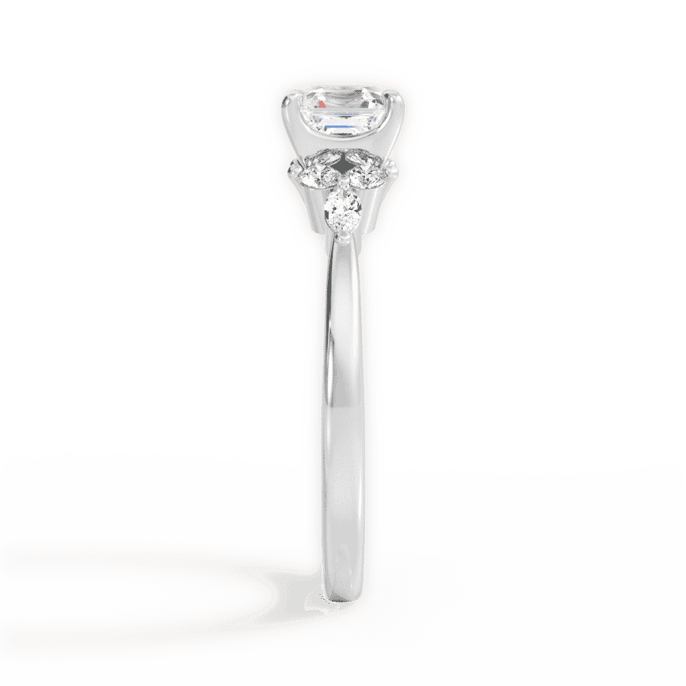 14kt White Gold/18kt White Gold/Platinum/asscher/side