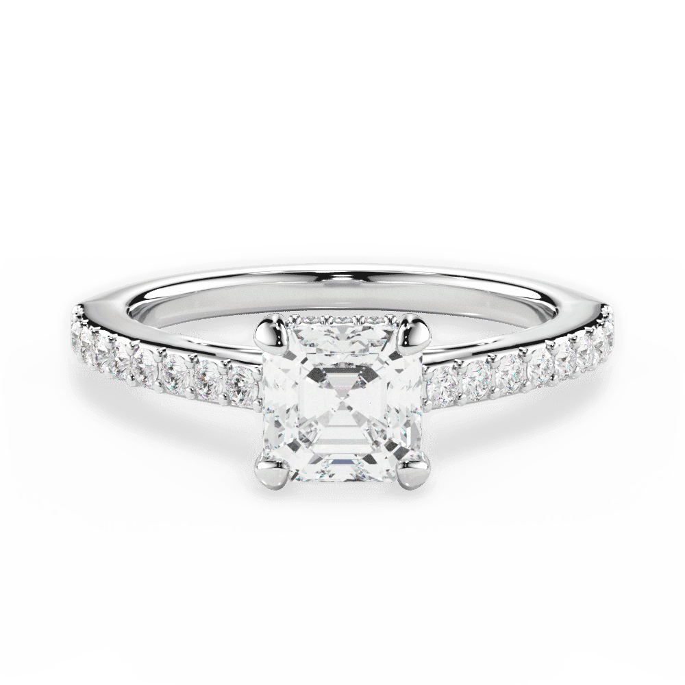 14kt White Gold/18kt White Gold/Platinum/asscher/top