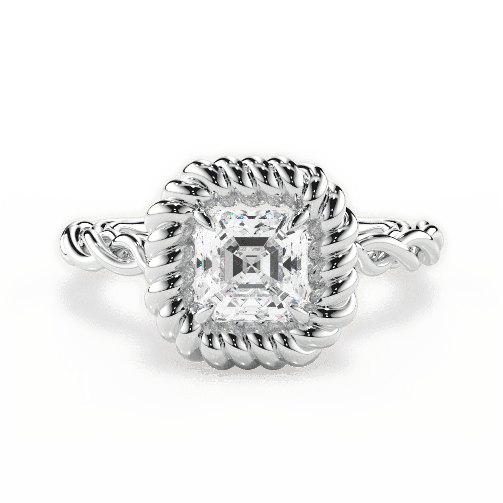 14kt White Gold/18kt White Gold/Platinum/asscher/top