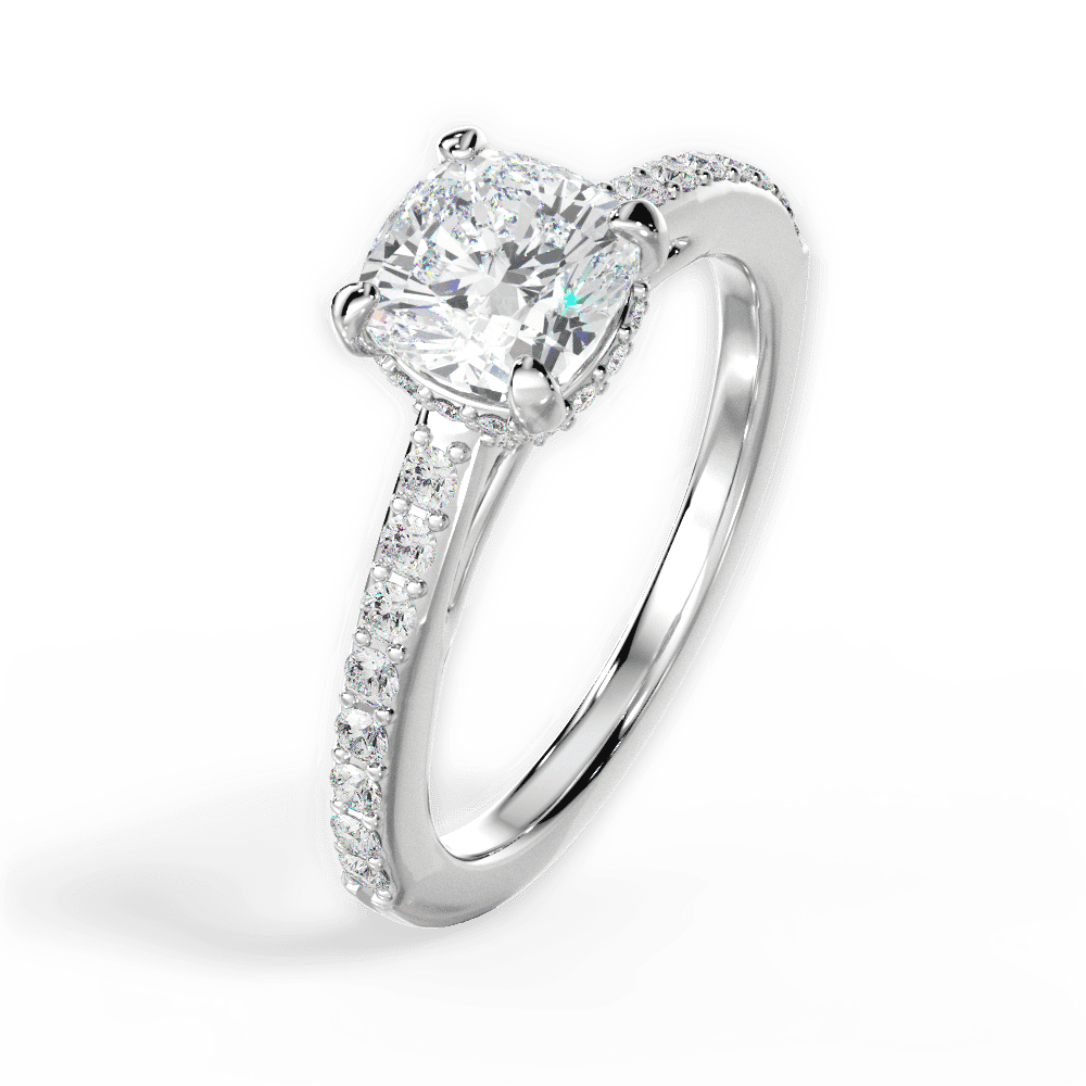 14kt White Gold/18kt White Gold/Platinum/cushion/perspective