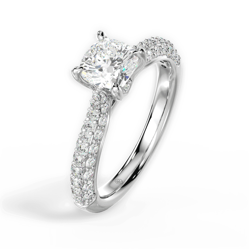 14kt White Gold/18kt White Gold/Platinum/cushion/perspective
