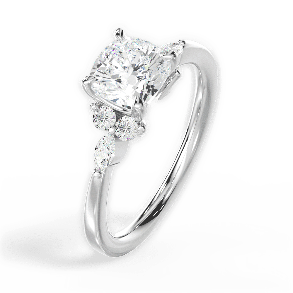 14kt White Gold/18kt White Gold/Platinum/cushion/perspective