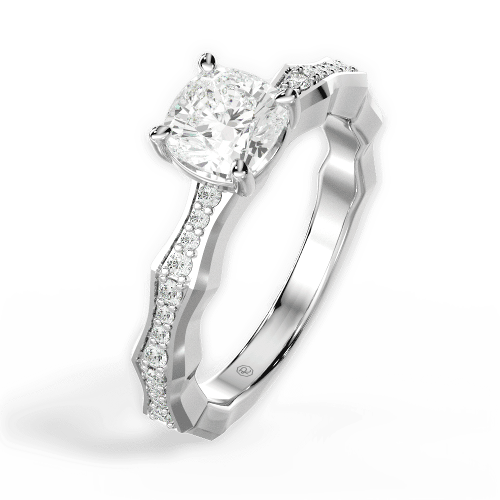 14kt White Gold/18kt White Gold/Platinum/cushion/side