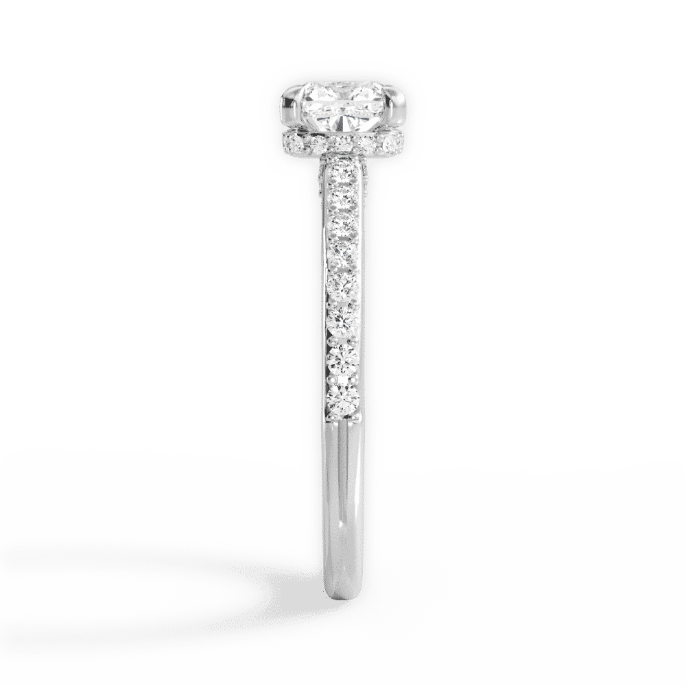 14kt White Gold/18kt White Gold/Platinum/cushion/side