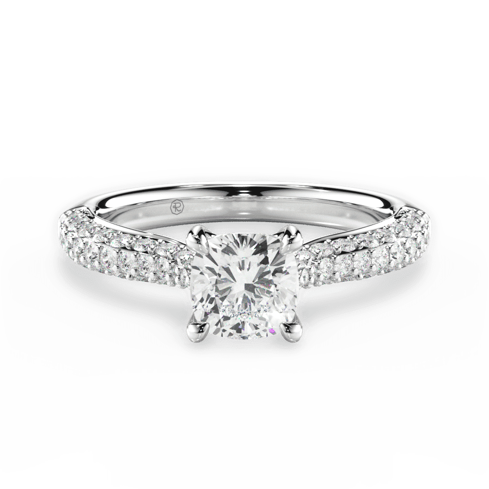14kt White Gold/18kt White Gold/Platinum/cushion/top