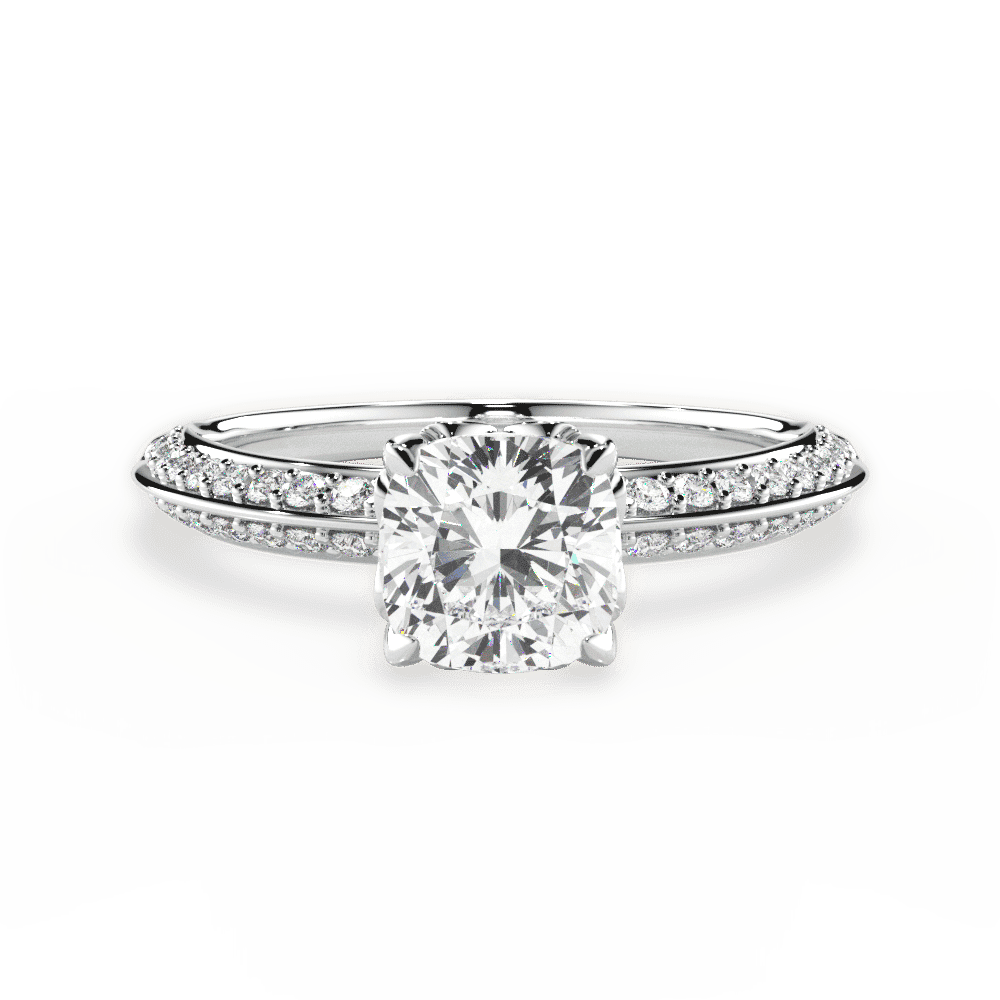 14kt White Gold/18kt White Gold/Platinum/cushion/top