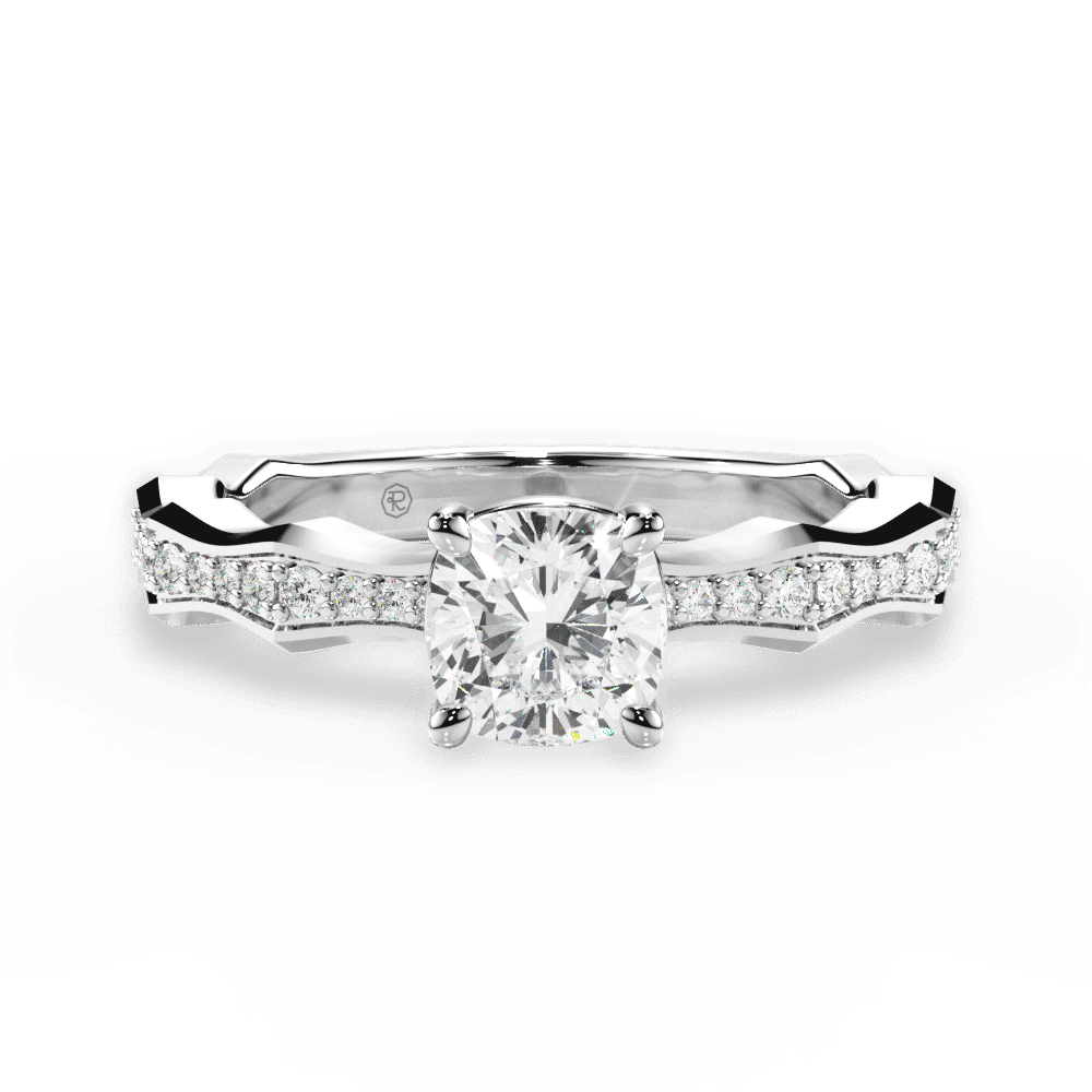 14kt White Gold/18kt White Gold/Platinum/cushion/top