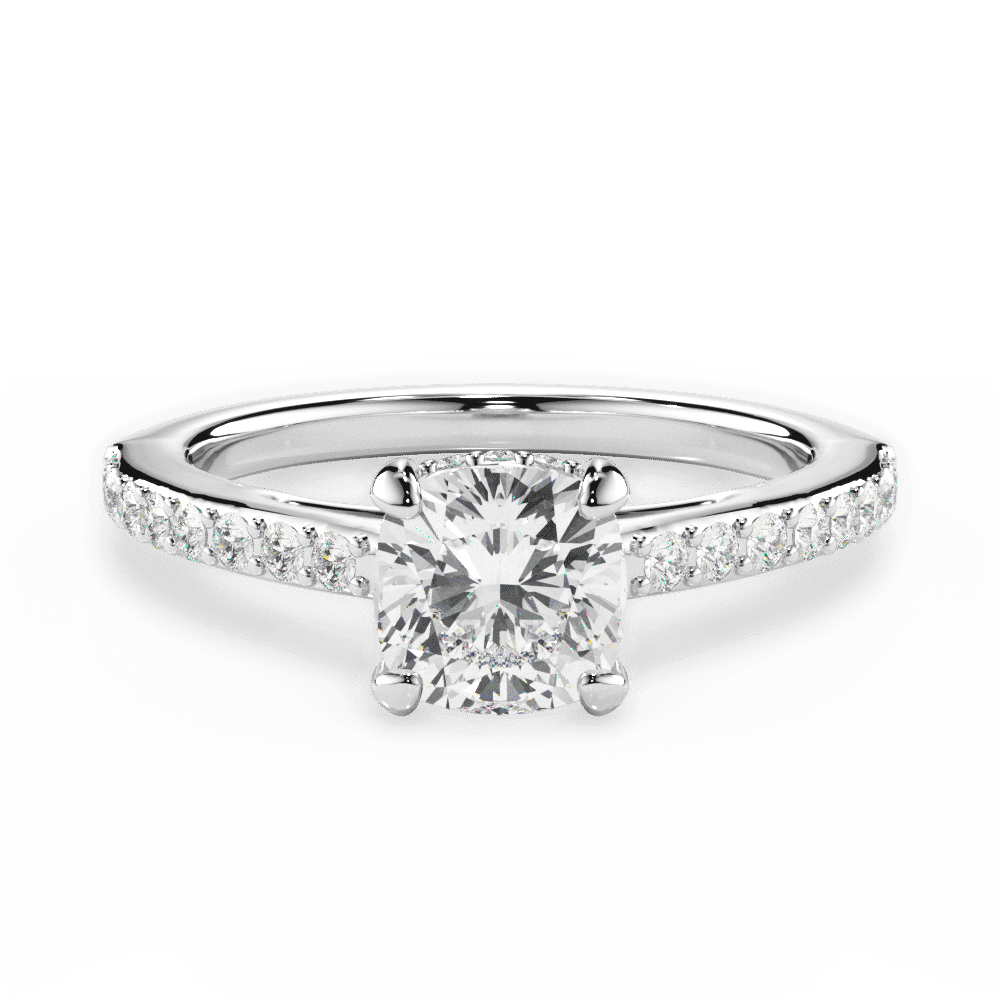 14kt White Gold/18kt White Gold/Platinum/cushion/top