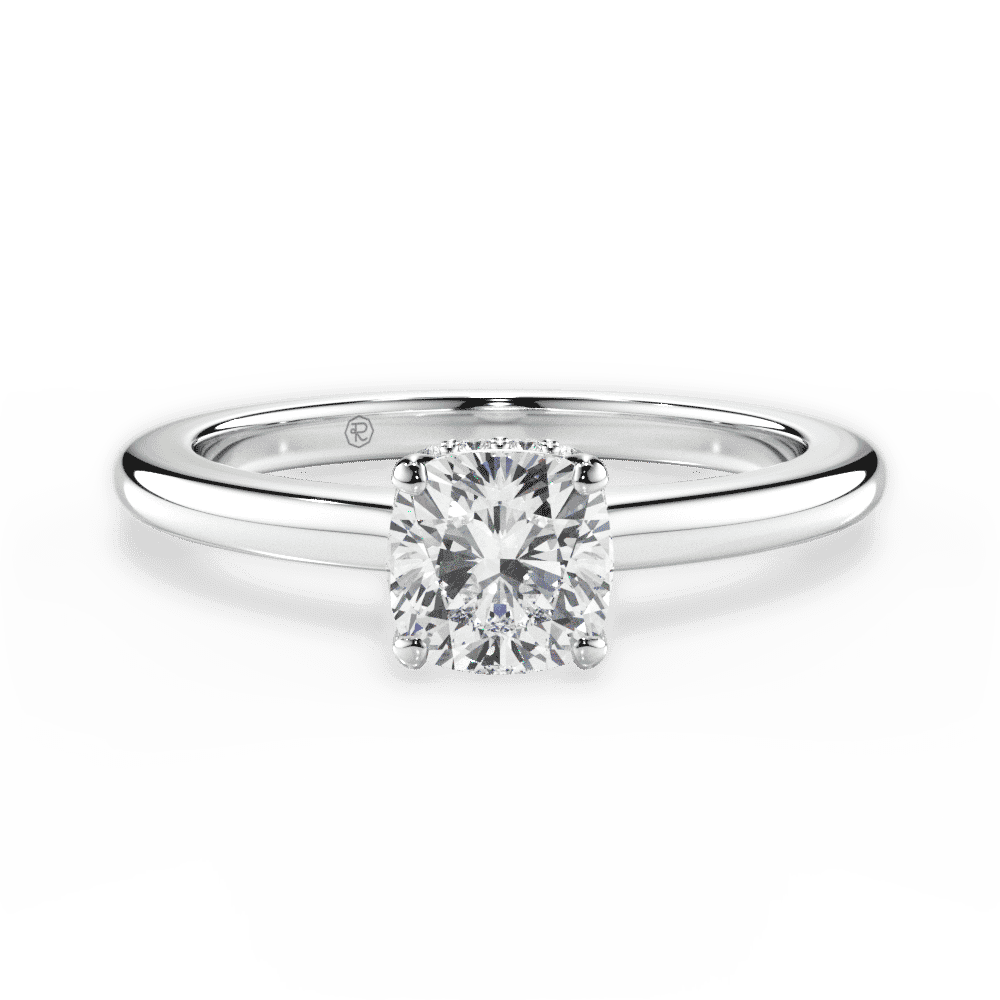 14kt White Gold/18kt White Gold/Platinum/cushion/top