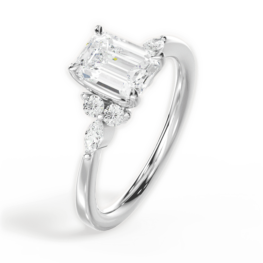 14kt White Gold/18kt White Gold/Platinum/emerald/perspective