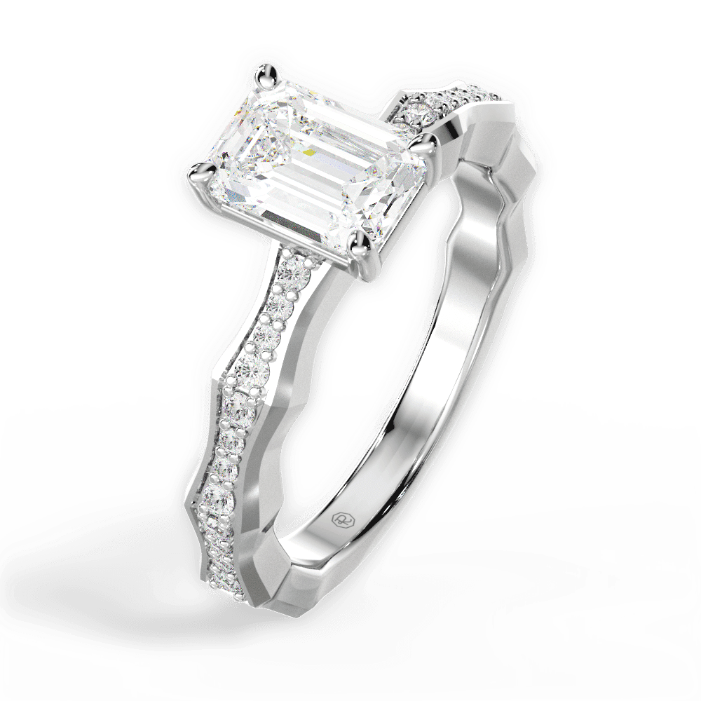 14kt White Gold/18kt White Gold/Platinum/emerald/perspective