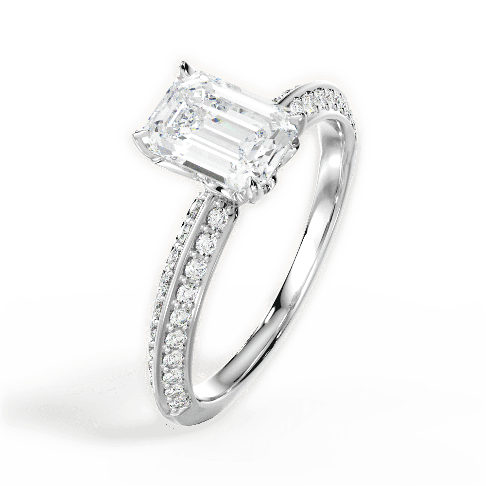 14kt White Gold/18kt White Gold/Platinum/emerald/perspective