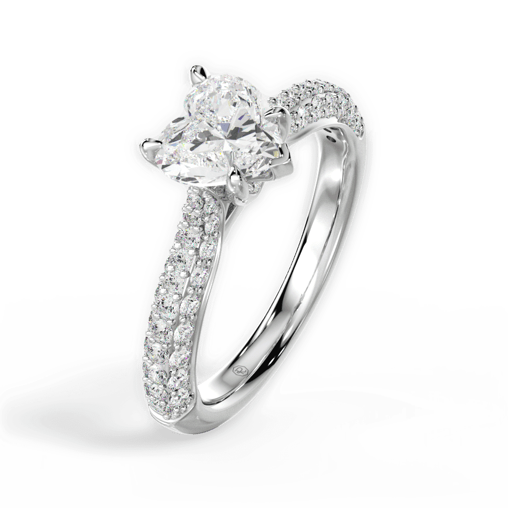 14kt White Gold/18kt White Gold/Platinum/heart/perspective