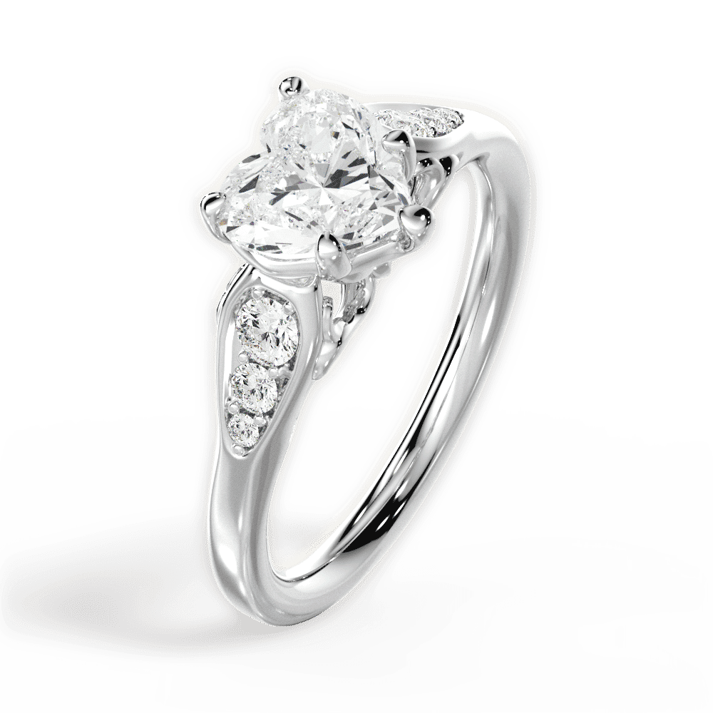 14kt White Gold/18kt White Gold/Platinum/heart/perspective