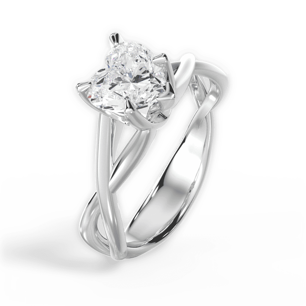 14kt White Gold/18kt White Gold/Platinum/heart/perspective