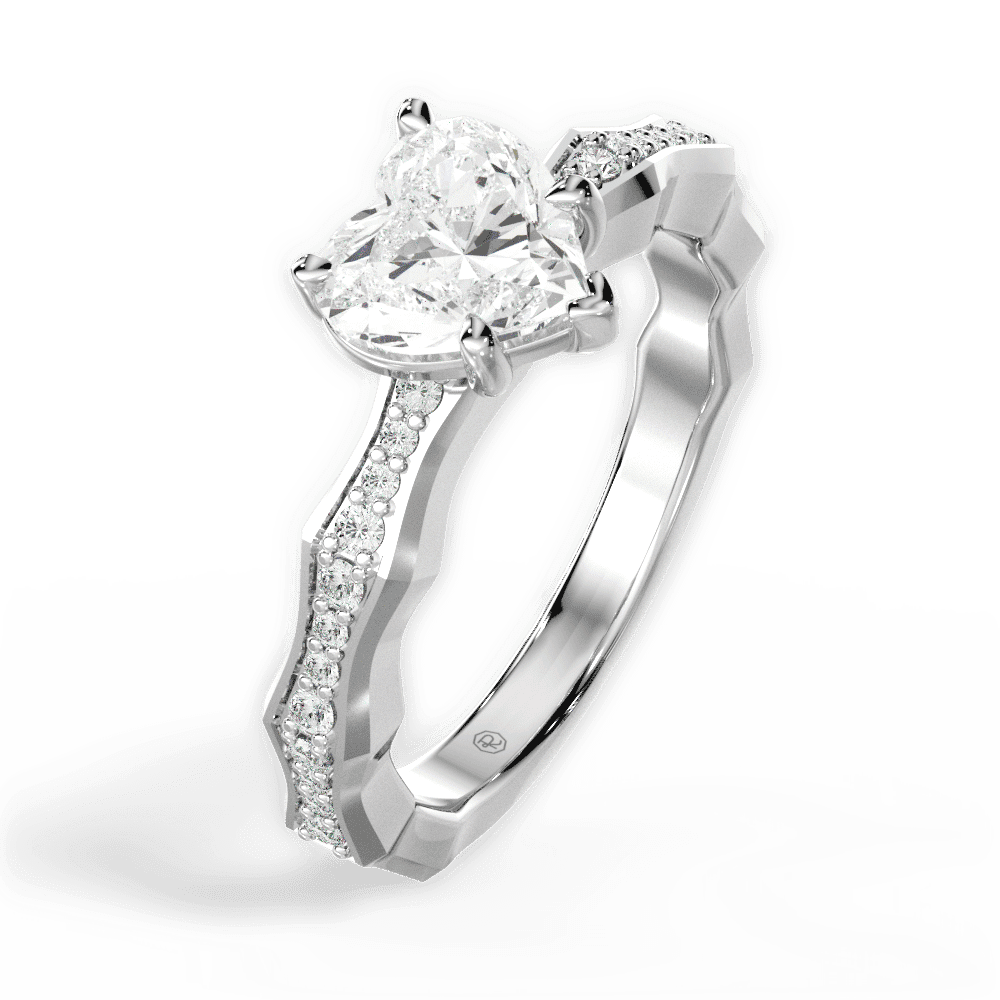 14kt White Gold/18kt White Gold/Platinum/heart/perspective