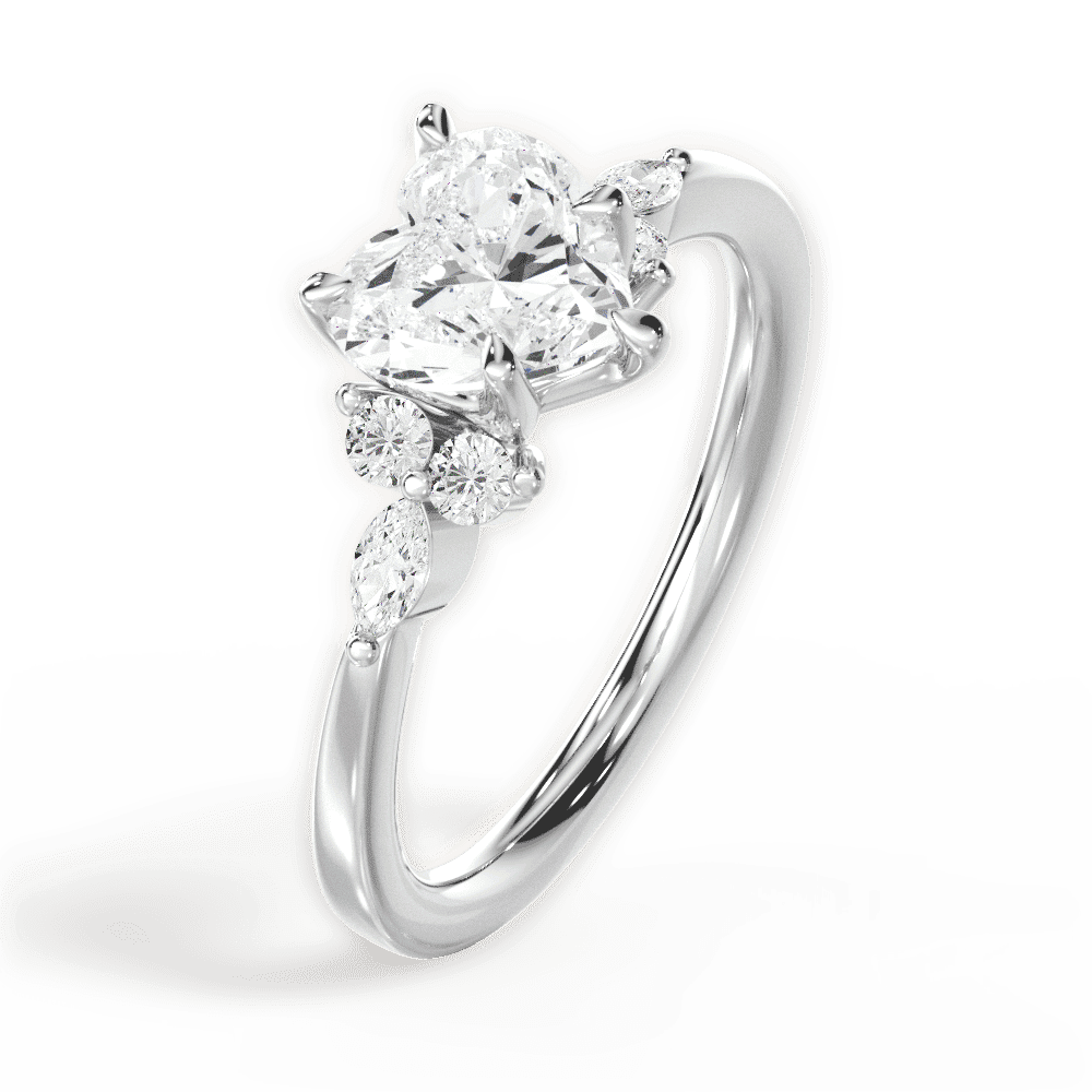 14kt White Gold/18kt White Gold/Platinum/heart/perspective
