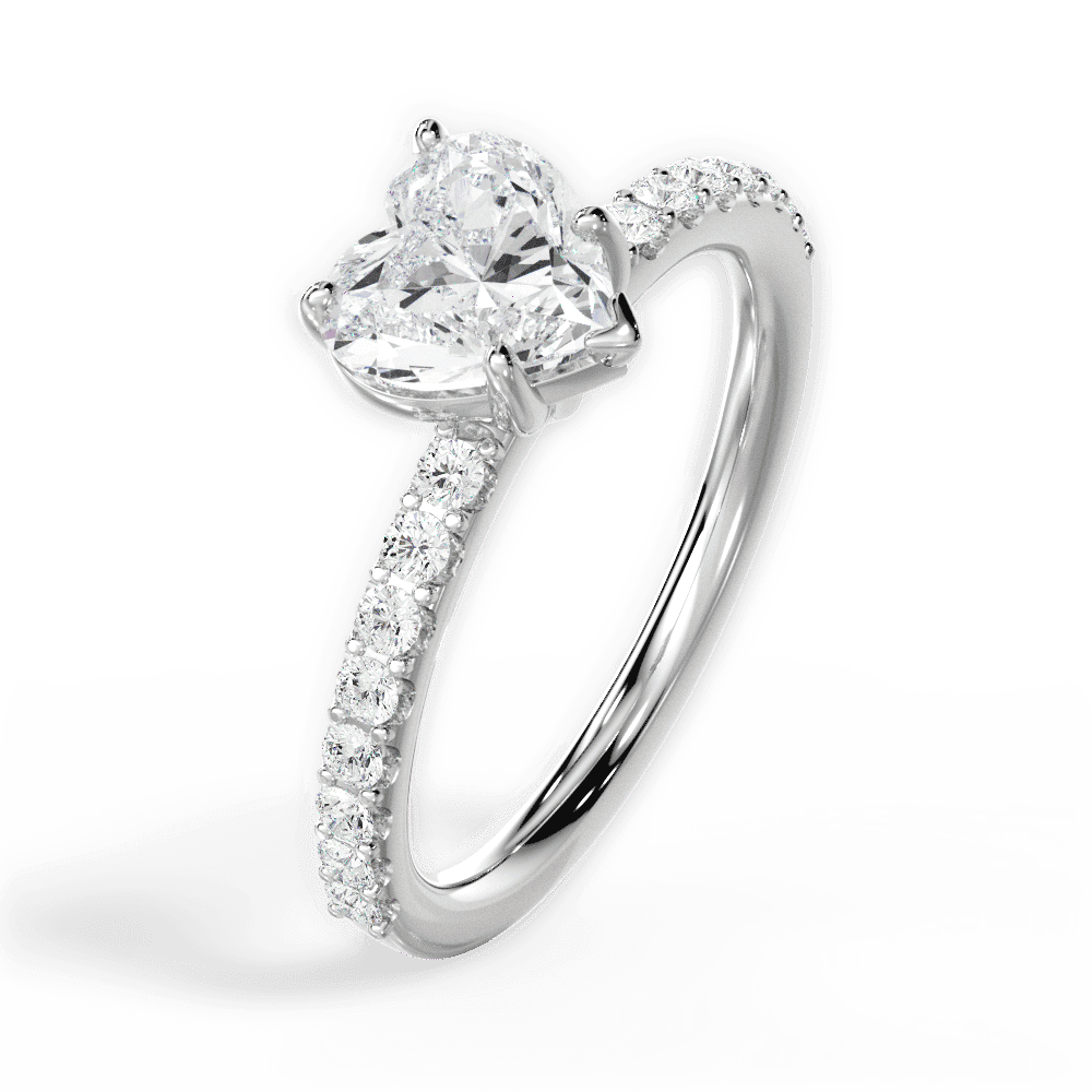 14kt White Gold/18kt White Gold/Platinum/heart/side
