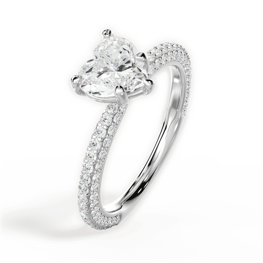 14kt White Gold/18kt White Gold/Platinum/heart/side