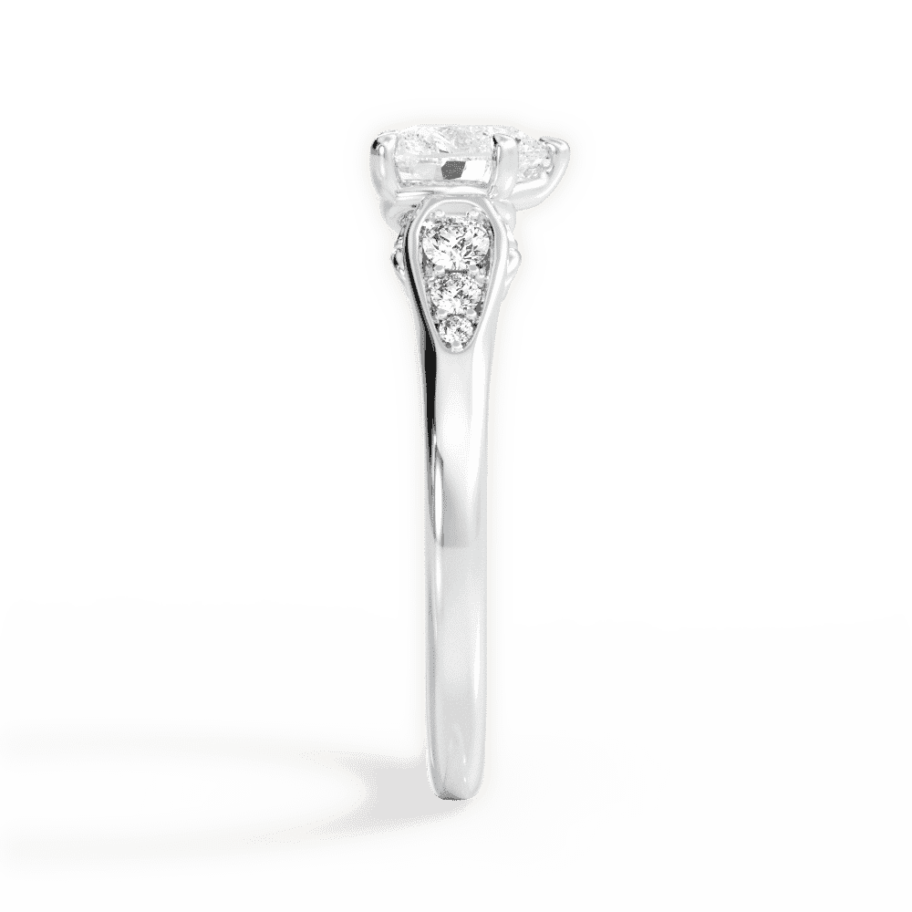 14kt White Gold/18kt White Gold/Platinum/heart/side