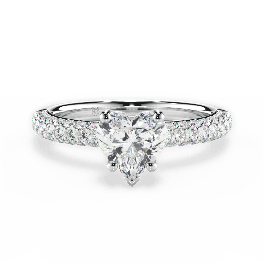 14kt White Gold/18kt White Gold/Platinum/heart/top