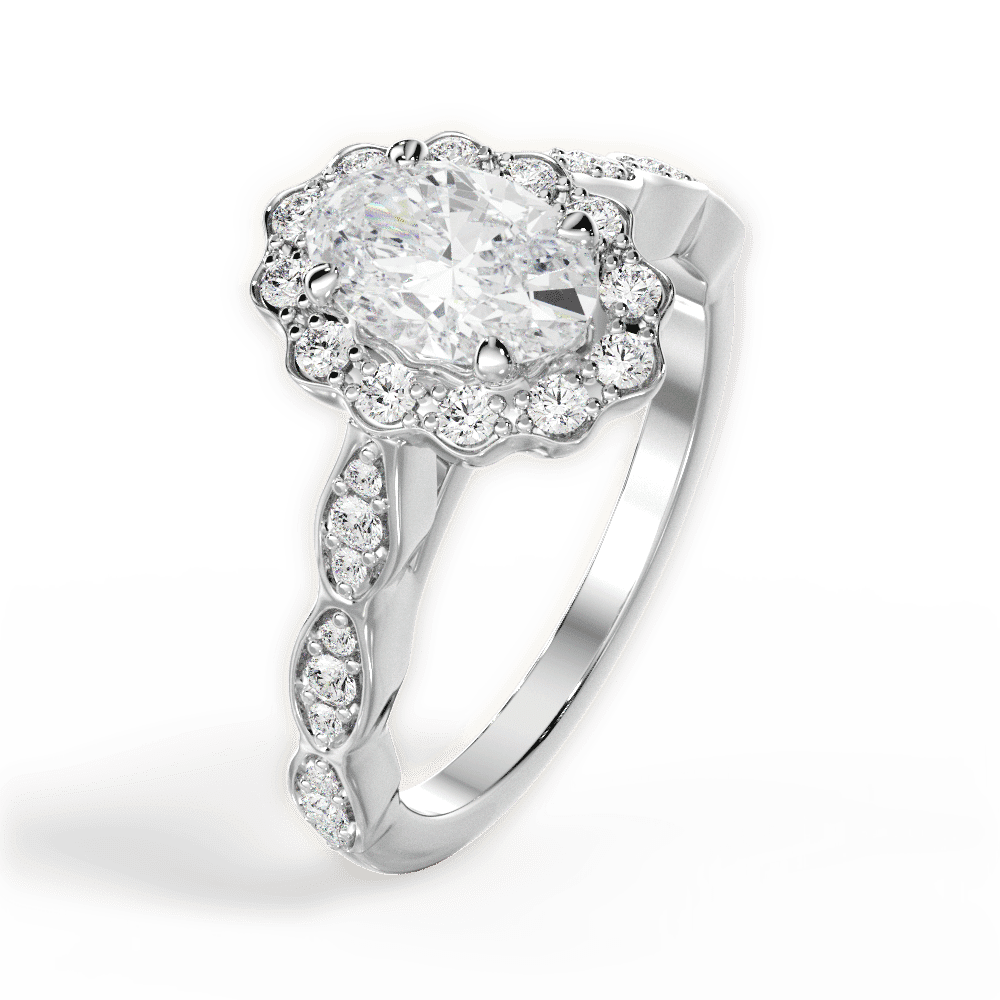 14kt White Gold/18kt White Gold/Platinum/oval/side