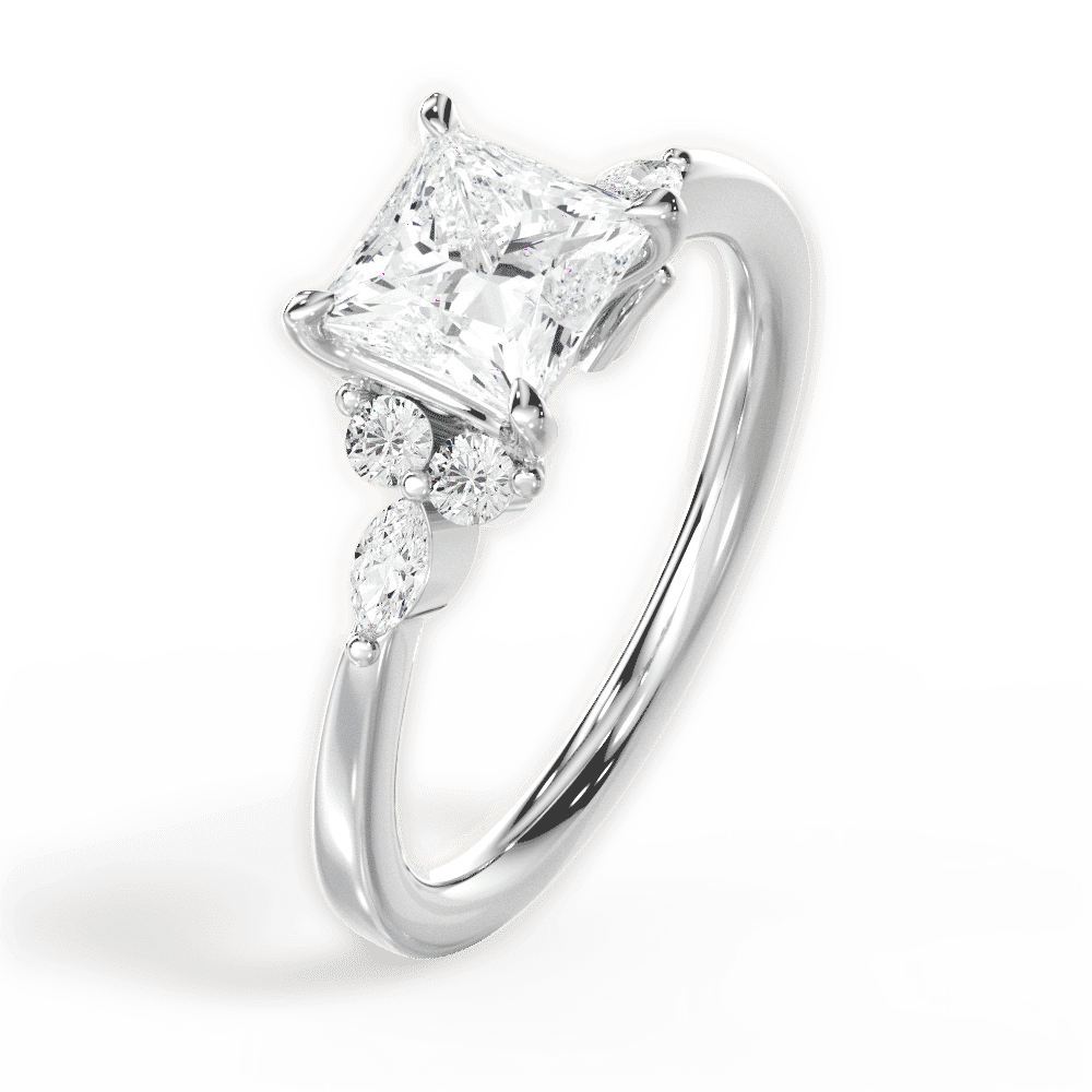 14kt White Gold/18kt White Gold/Platinum/princess/perspective