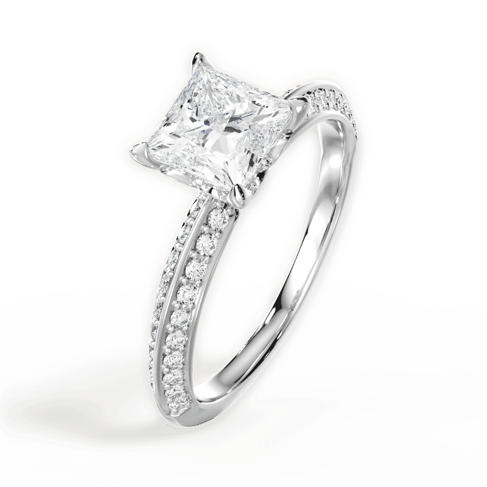 14kt White Gold/18kt White Gold/Platinum/princess/perspective