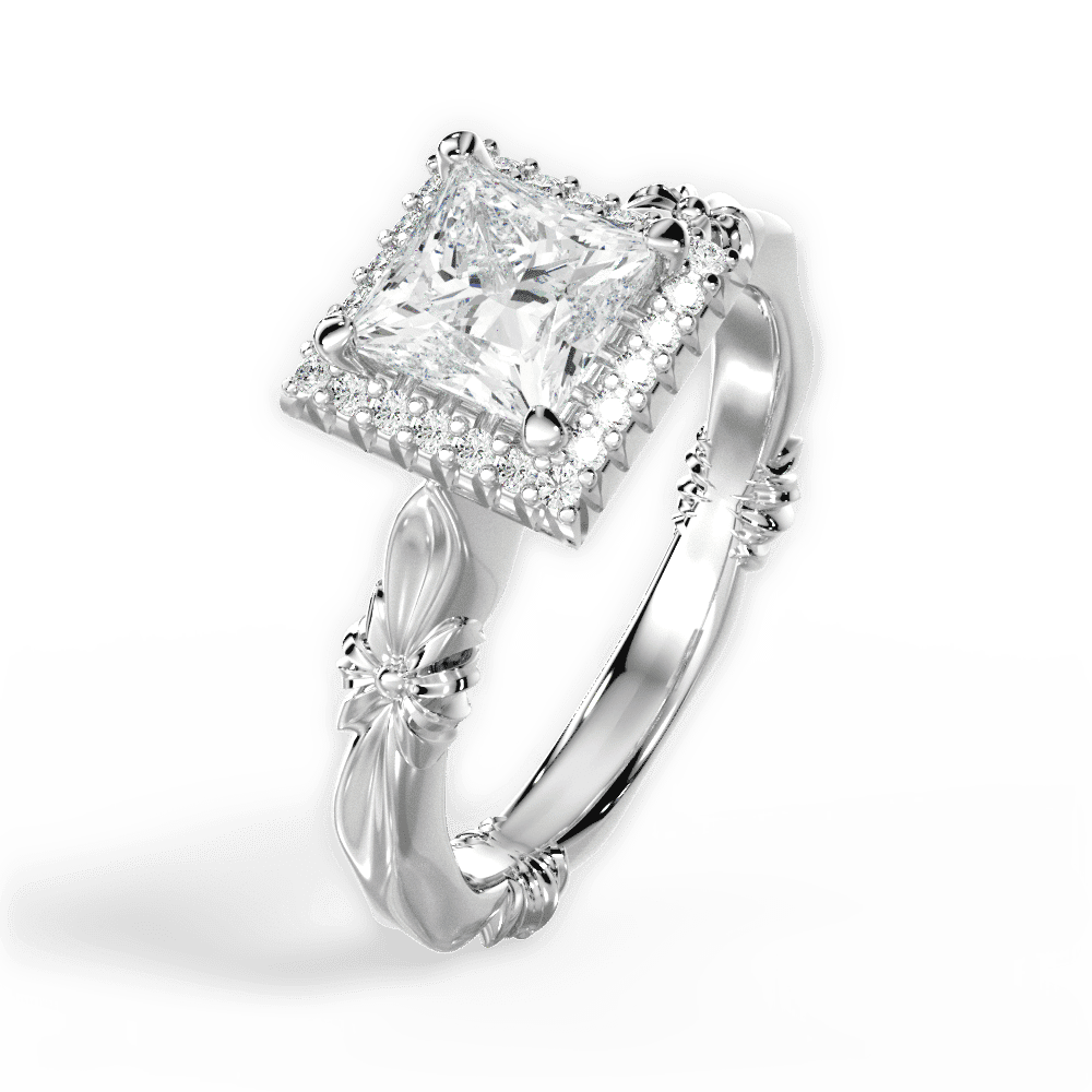 14kt White Gold/18kt White Gold/Platinum/princess/side