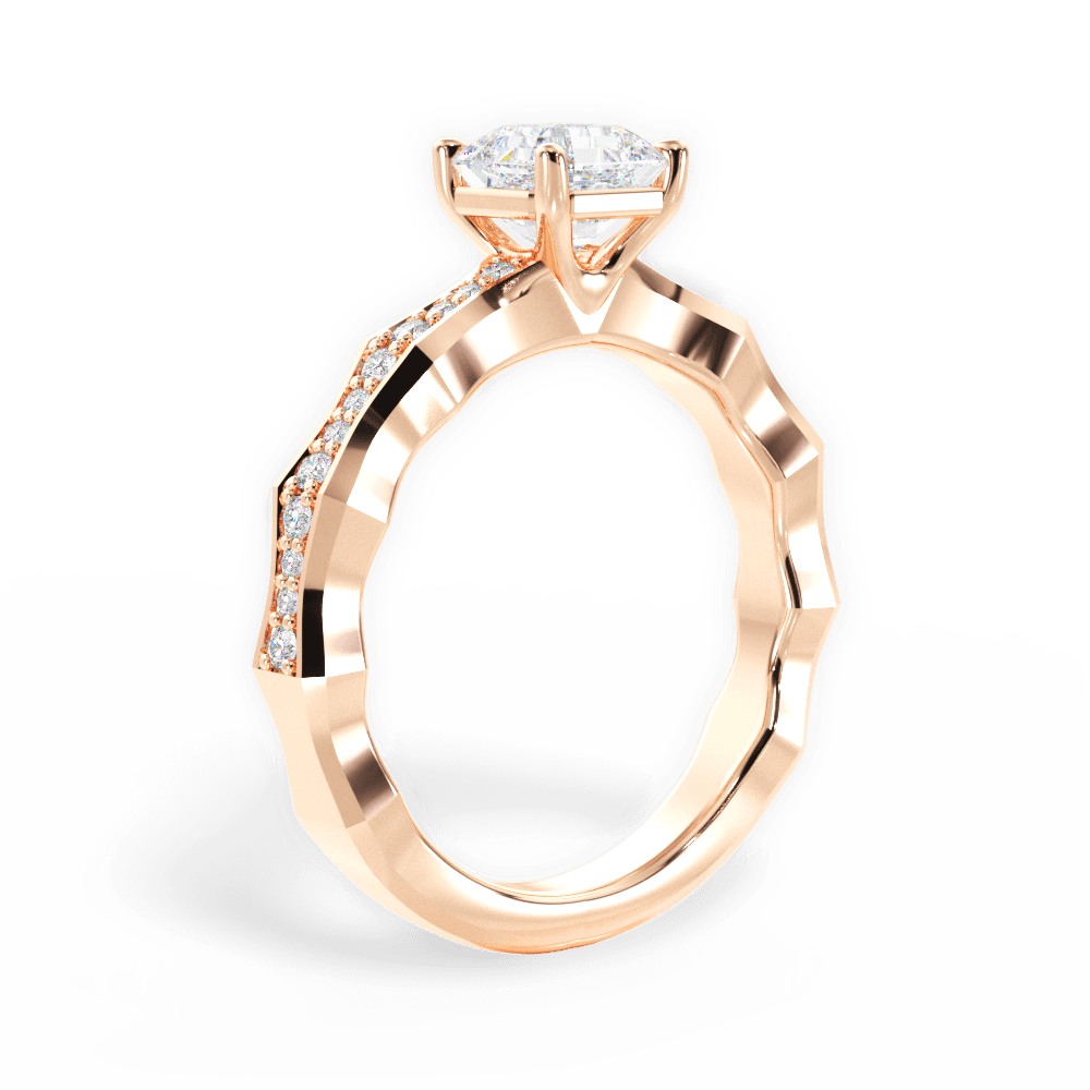 14kt Rose Gold/18kt Rose Gold/asscher/front