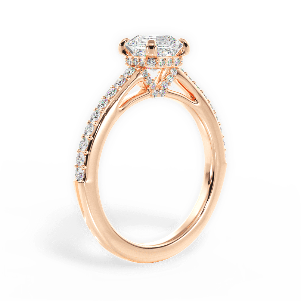 14kt Rose Gold/18kt Rose Gold/asscher/front