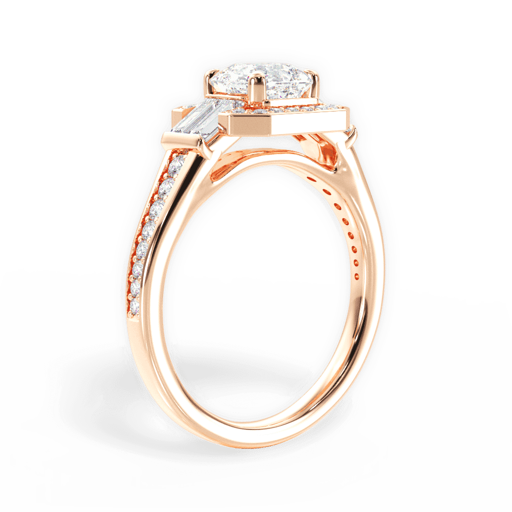 14kt Rose Gold/18kt Rose Gold/asscher/front