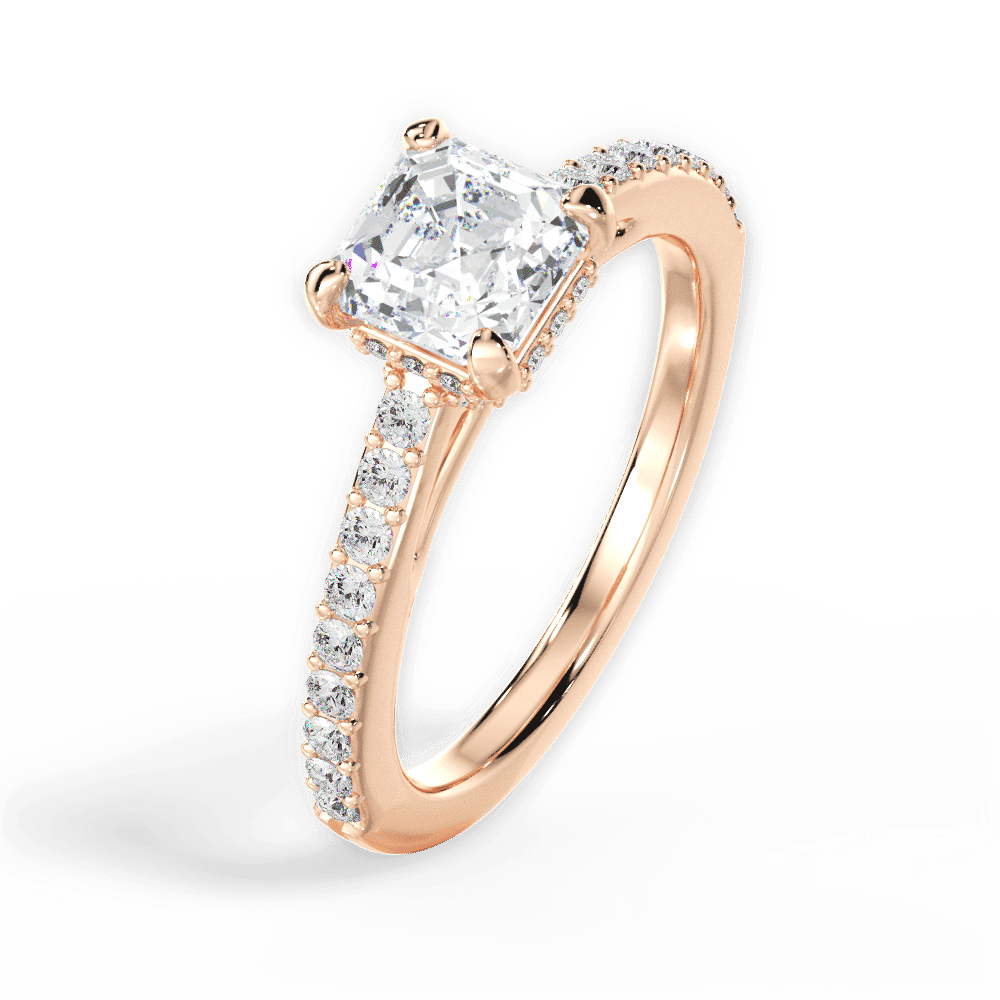 14kt Rose Gold/18kt Rose Gold/asscher/perspective