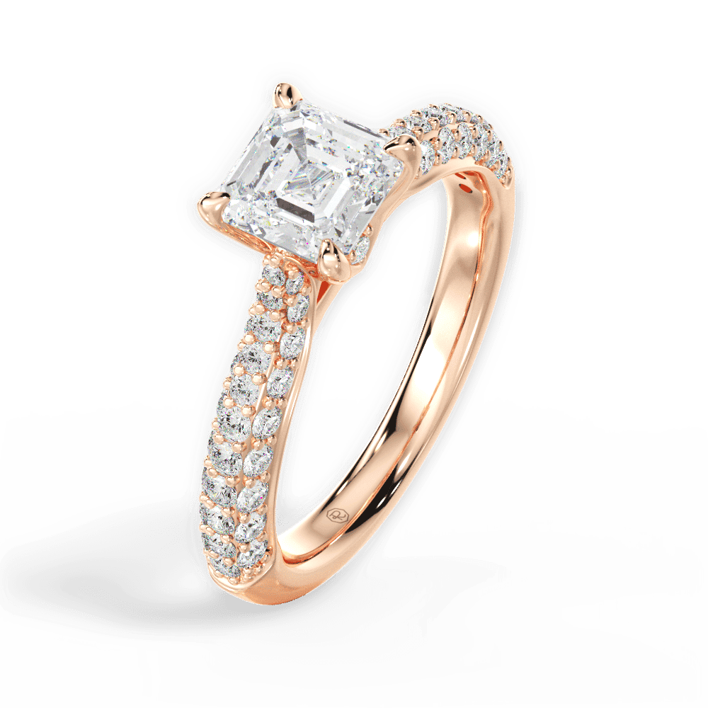 14kt Rose Gold/18kt Rose Gold/asscher/perspective