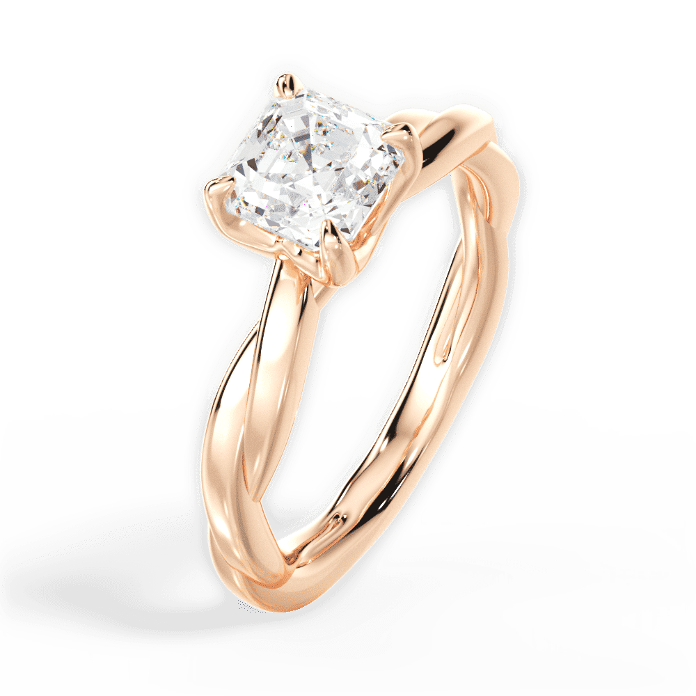 14kt Rose Gold/18kt Rose Gold/asscher/side