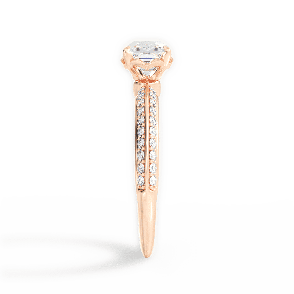 14kt Rose Gold/18kt Rose Gold/asscher/side