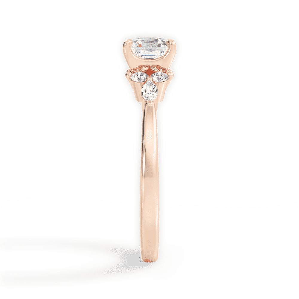 14kt Rose Gold/18kt Rose Gold/asscher/side
