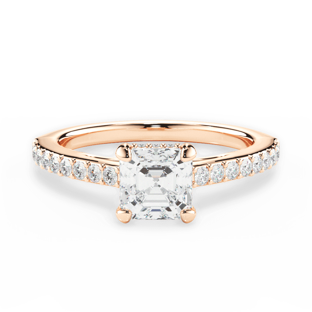 14kt Rose Gold/18kt Rose Gold/asscher/top