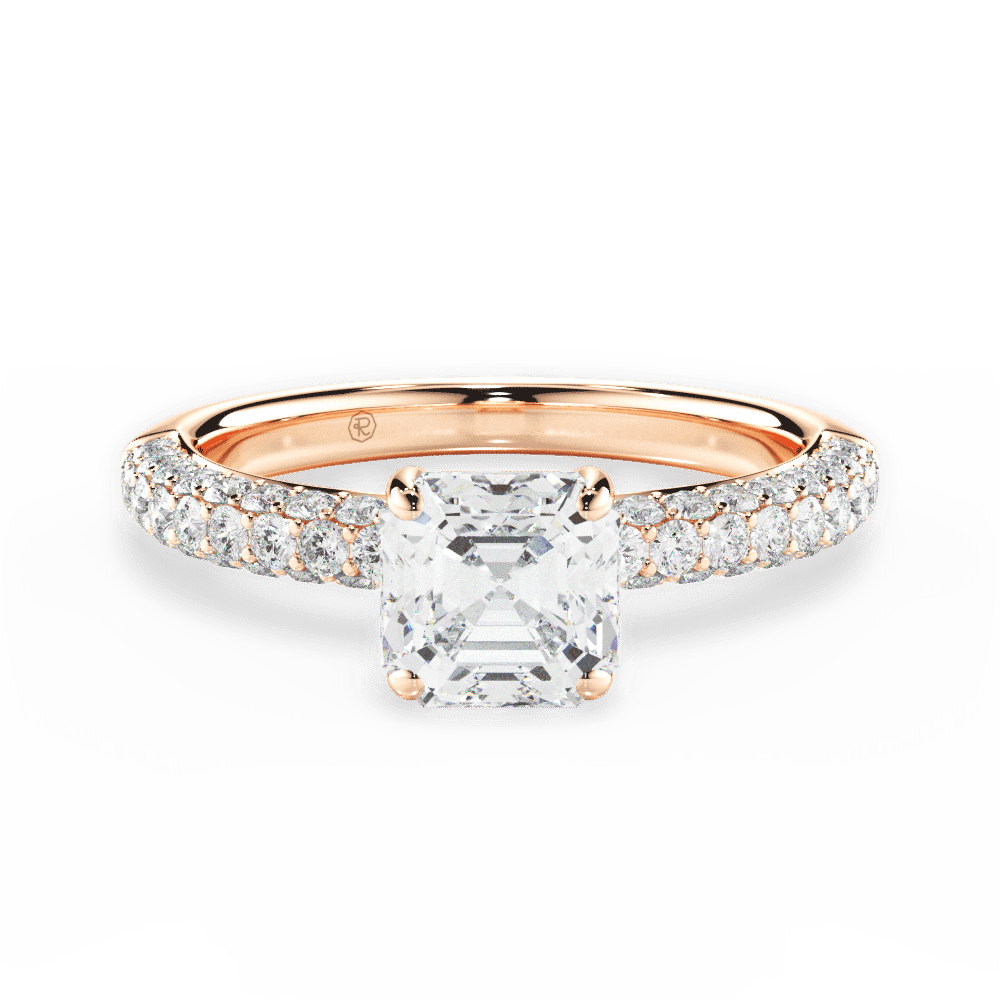 14kt Rose Gold/18kt Rose Gold/asscher/top