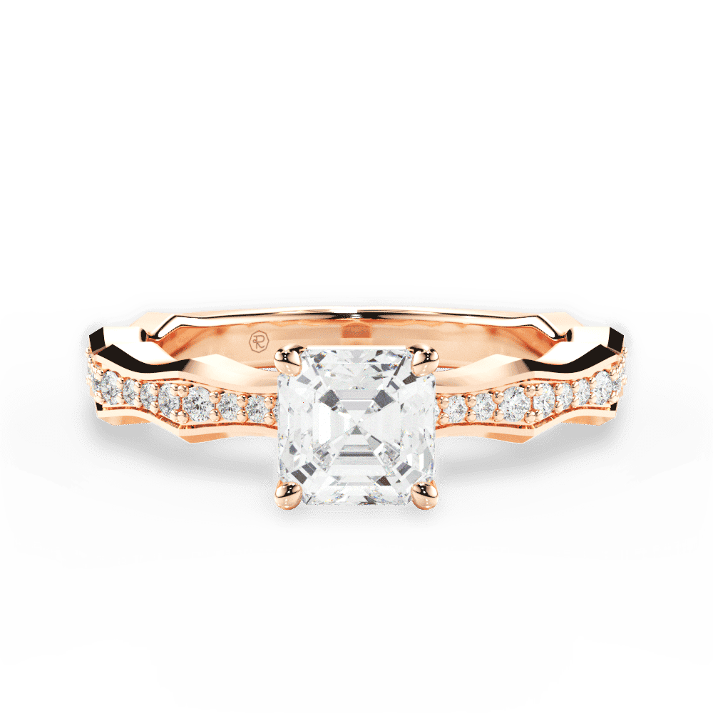 14kt Rose Gold/18kt Rose Gold/asscher/top
