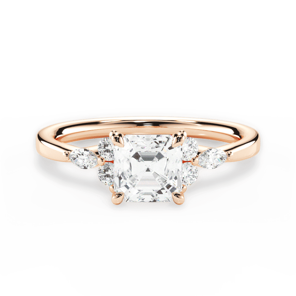 14kt Rose Gold/18kt Rose Gold/asscher/top