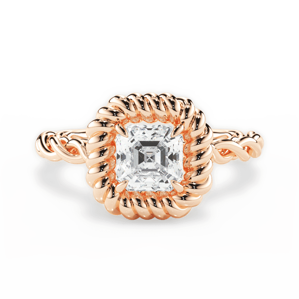 14kt Rose Gold/18kt Rose Gold/asscher/top