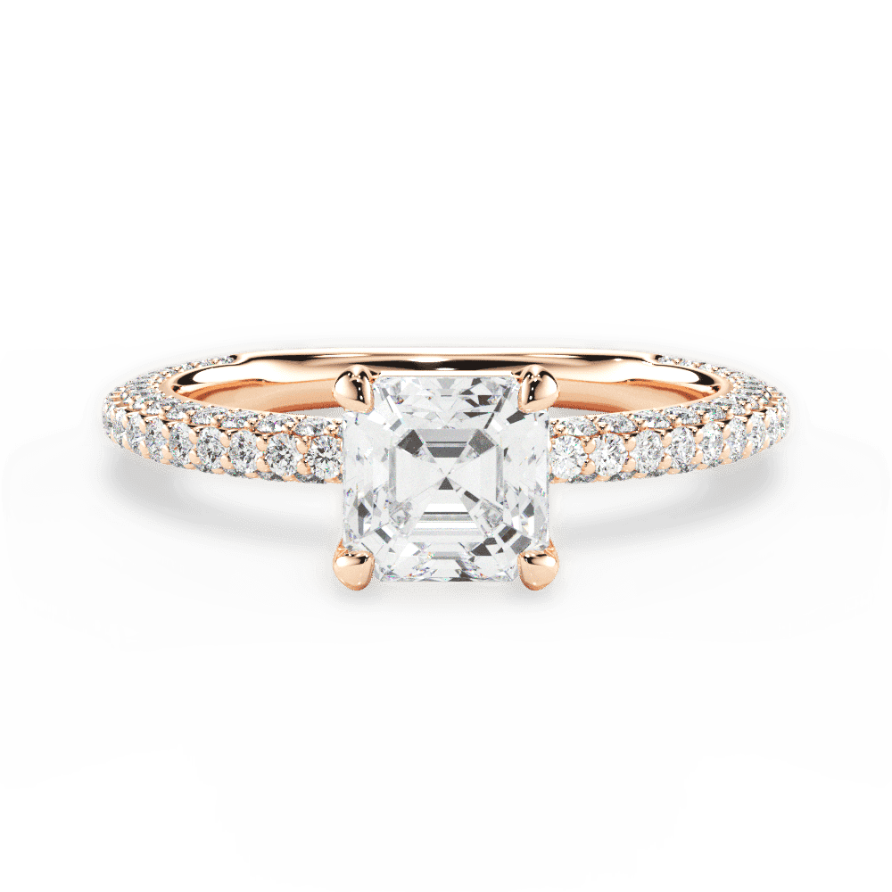 14kt Rose Gold/18kt Rose Gold/asscher/top