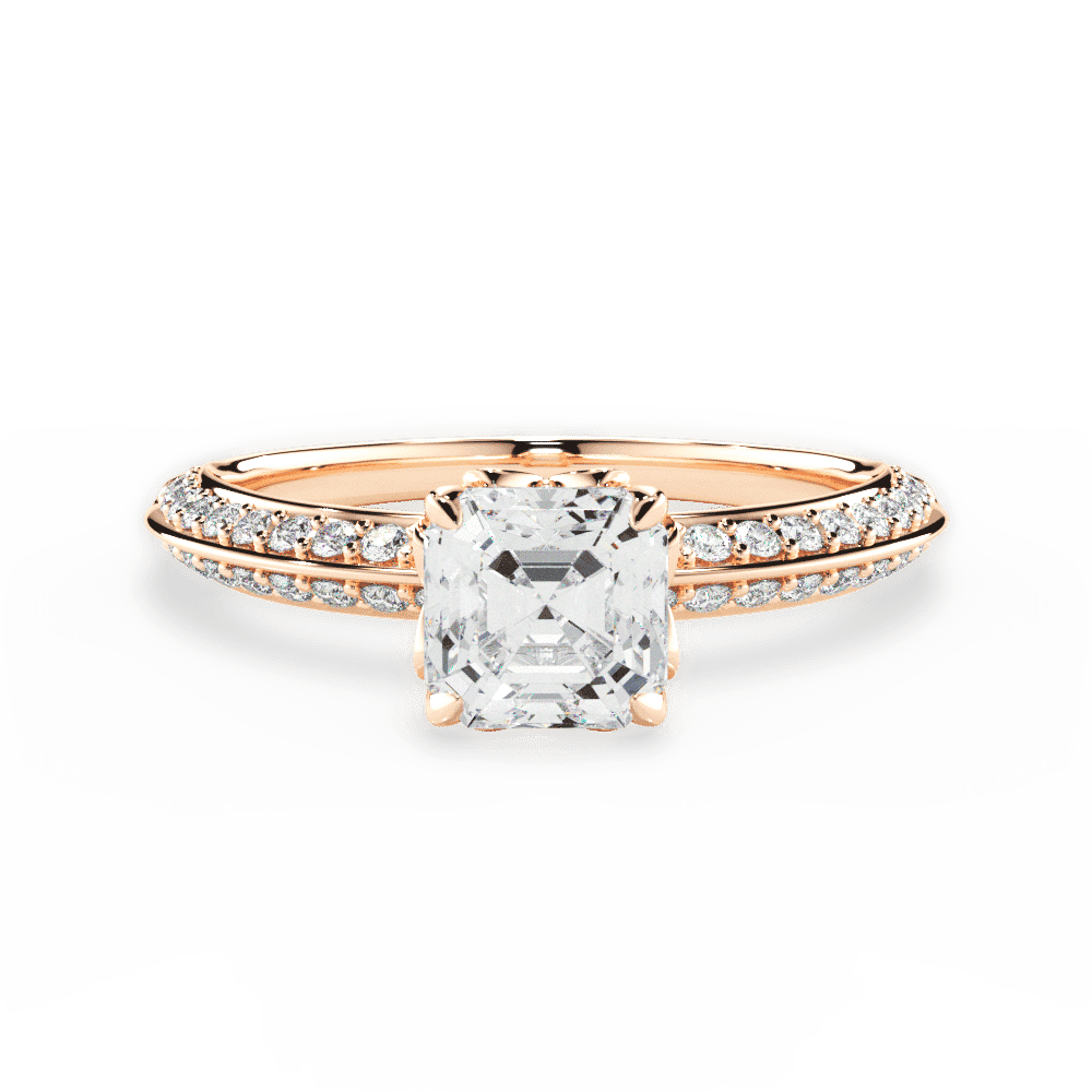 14kt Rose Gold/18kt Rose Gold/asscher/top