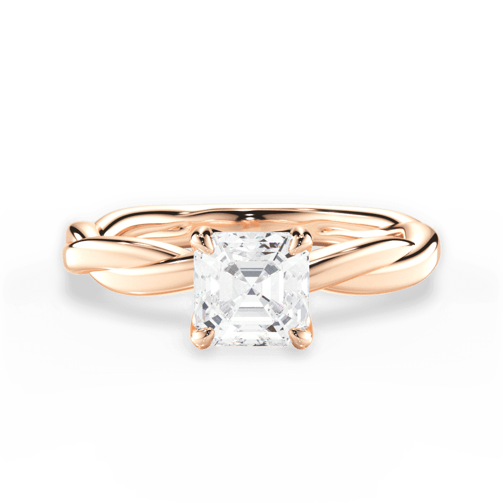 14kt Rose Gold/18kt Rose Gold/asscher/top