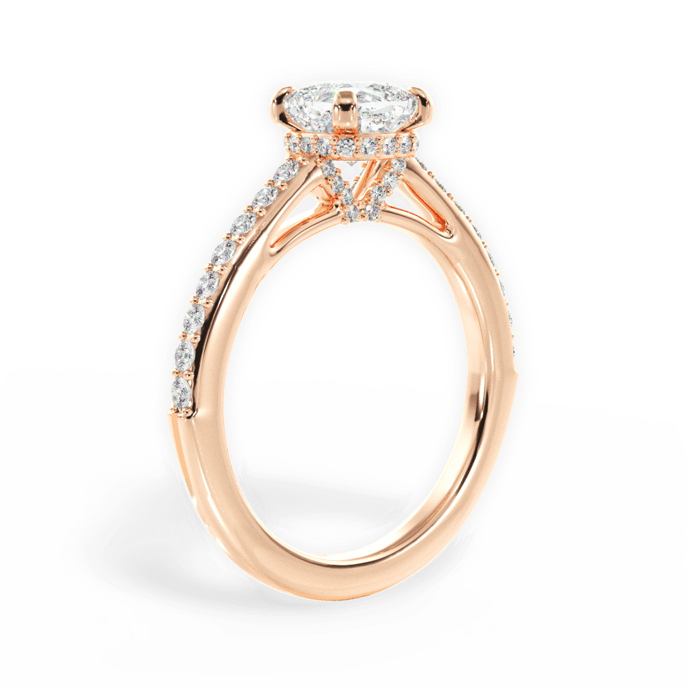 14kt Rose Gold/18kt Rose Gold/cushion/front